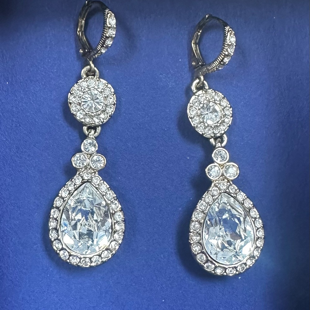Givenchy Pave & Clear Stone Drop Earrings